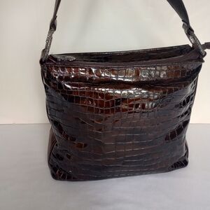 Vintage Brighton Ladies Brown Leather Snake Print Purse Bag